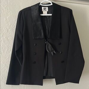 Elegant Black Double-Breasted Bow Women's Blazer / Suit Jacket